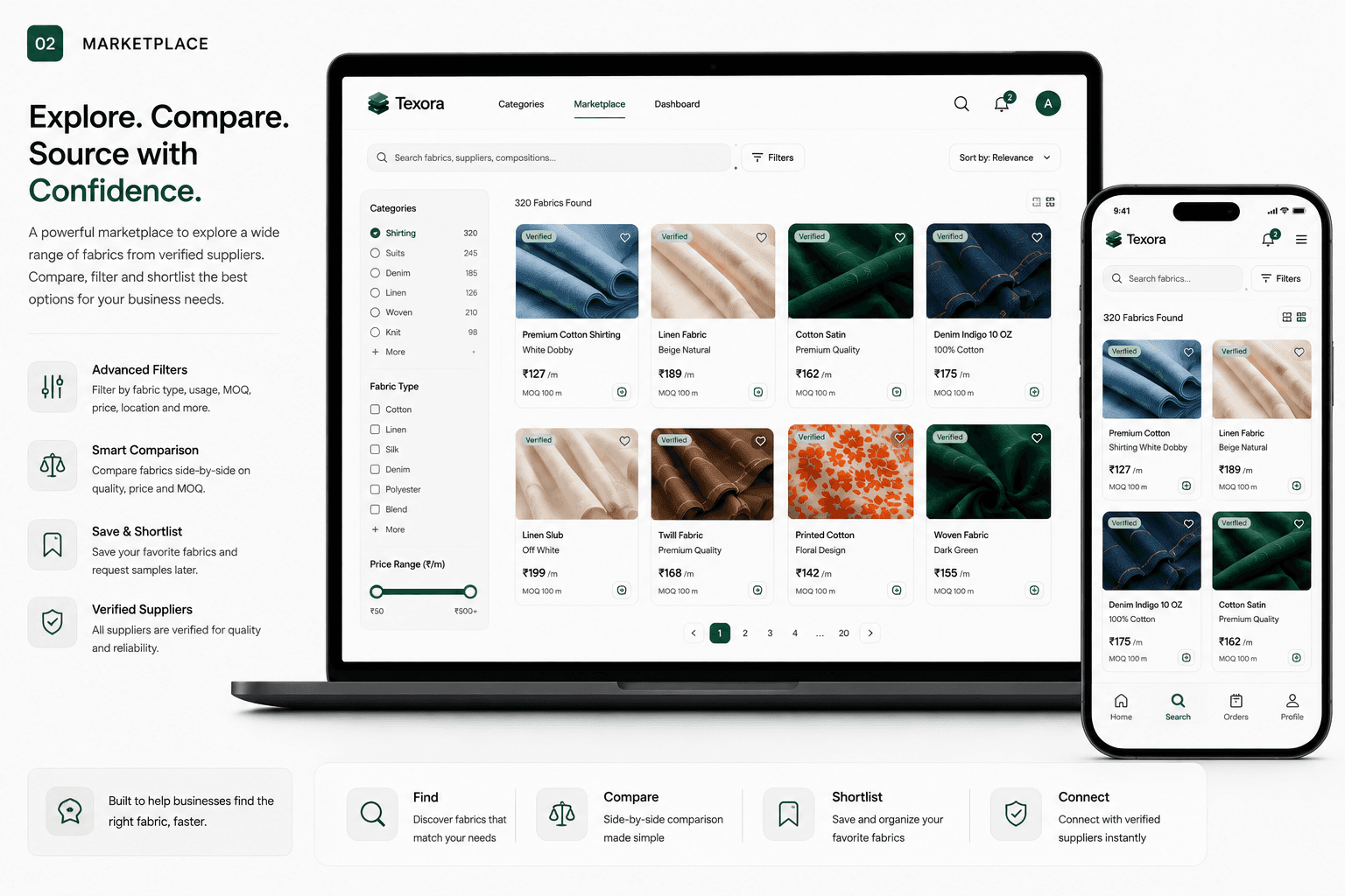 Blurred background for Texora — B2B Textile Marketplace